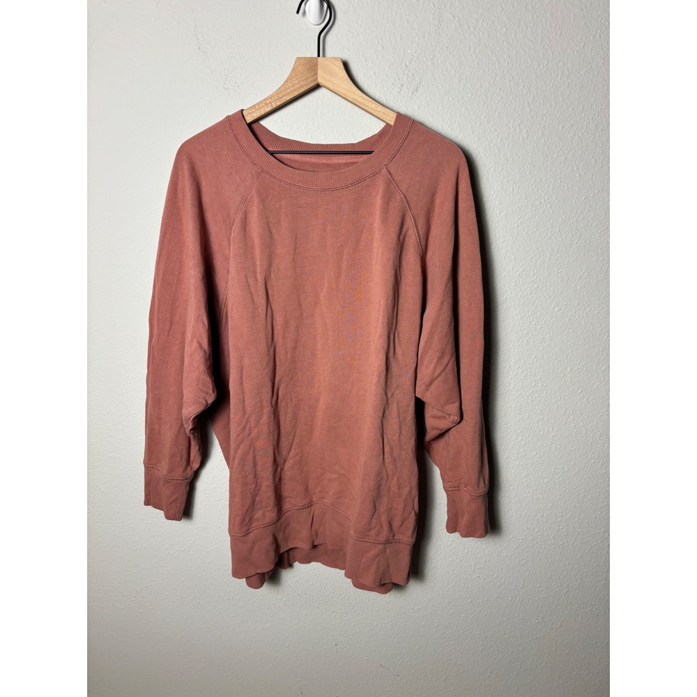 ☀️Aerie Womens Oversized Crewneck Sweatshirt XL Rose Clay Raglan Pullover